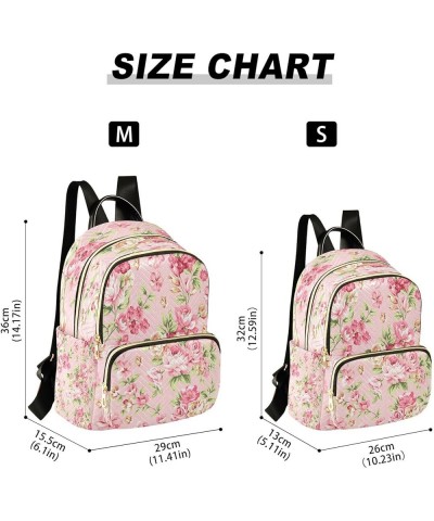 Pink Rose Leaf Floral Blossom Women Backpack Purse Ladies Fashion Shoulder Bag Daypack Travel Bag 10L Small $18.54 Backpacks