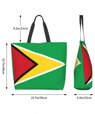 Flag Of Guyana Tote Storage Bag Women'S Big Capacity Shopping Shoulder Bag With Inner Pocket $10.77 Totes