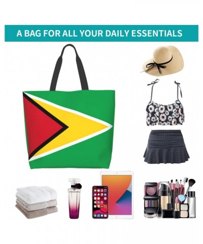 Flag Of Guyana Tote Storage Bag Women'S Big Capacity Shopping Shoulder Bag With Inner Pocket $10.77 Totes