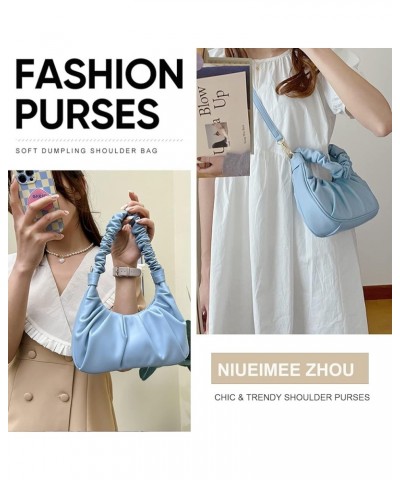 Small Shoulder Bag for Women Classic Clutch Trendy Tote HandBag Crossbody Purse with Button Closure Blue $11.15 Totes