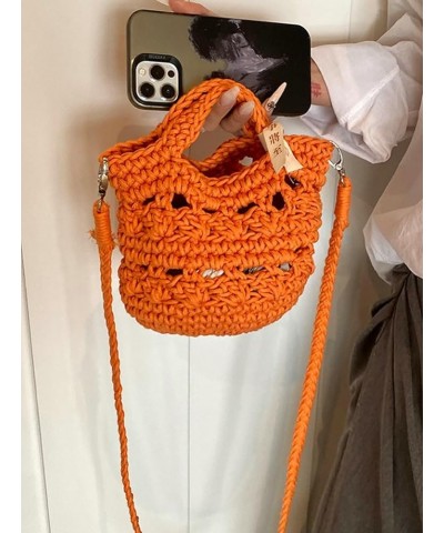 Summer Beach Mesh Bags for Women Woven Mini Tote Bag Hobo Bag Hand-woven Shoulder Crossbody Bag Purse Orange $14.15 Shoulder ...