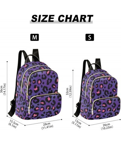 Leopard on Purple Women Backpack Purse Shoulder Bag Color Medium $16.50 Backpacks