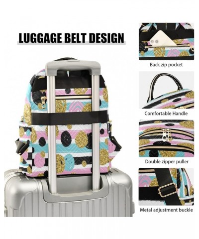 Backpack Purse for Women Gold Glitter Dots Rainbow Striped Casual Shoulder Bag Small Backpack M Medium $15.34 Backpacks