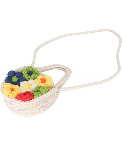 Cotton Woven Handbag-Flower Style,Soft Casual Shoulder Strap Rope Knitting Shoulder Bag for Beach Shopping Travel White $9.31...