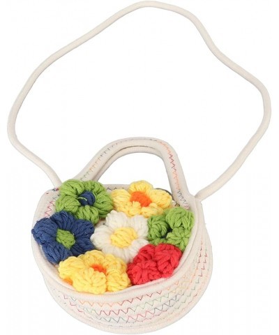 Cotton Woven Handbag-Flower Style,Soft Casual Shoulder Strap Rope Knitting Shoulder Bag for Beach Shopping Travel White $9.31...