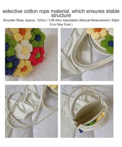 Cotton Woven Handbag-Flower Style,Soft Casual Shoulder Strap Rope Knitting Shoulder Bag for Beach Shopping Travel White $9.31...