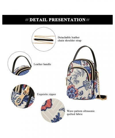 Retro Ethnic Flowers Crossbody Bags for Women Small Shoulder with Detachable Straps, Trendy Cell Phone Purse Shoulder Handbag...