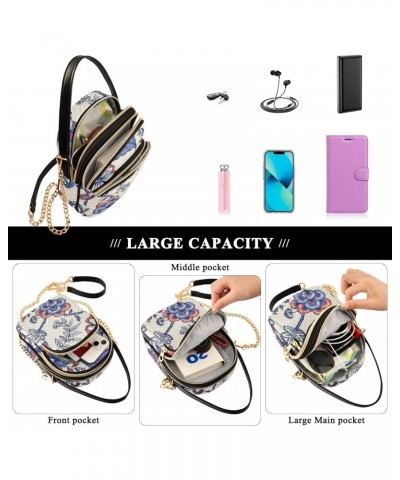 Retro Ethnic Flowers Crossbody Bags for Women Small Shoulder with Detachable Straps, Trendy Cell Phone Purse Shoulder Handbag...