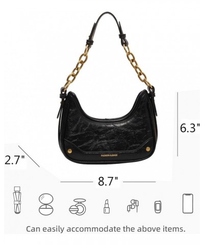 Hobo Bags for Women Vintage Slouchy Shoulder Bag with Gold Chain Purses PU Leather Purse Armpit Tote Black $17.39 Shoulder Bags