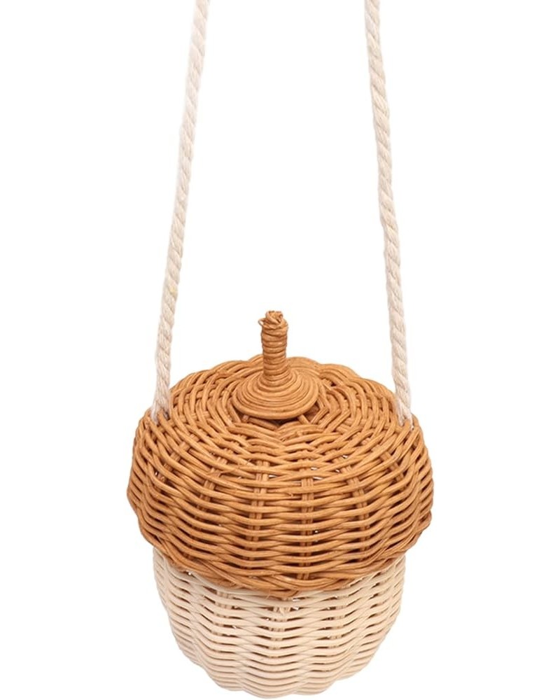 Mushroom Basket, Kids Rattan Storage Basket Hand Woven Decorative Acorn Shaped Basket Bag for Boys Girls Photography Props (S...