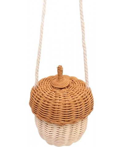 Mushroom Basket, Kids Rattan Storage Basket Hand Woven Decorative Acorn Shaped Basket Bag for Boys Girls Photography Props (S...