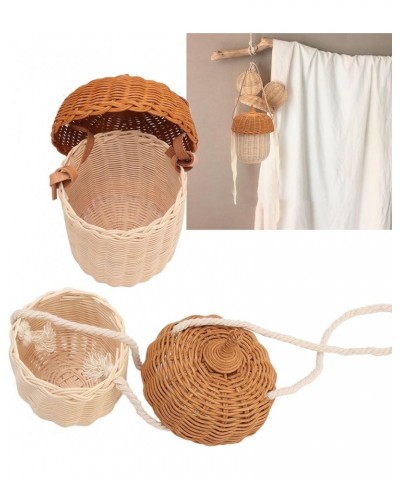 Mushroom Basket, Kids Rattan Storage Basket Hand Woven Decorative Acorn Shaped Basket Bag for Boys Girls Photography Props (S...