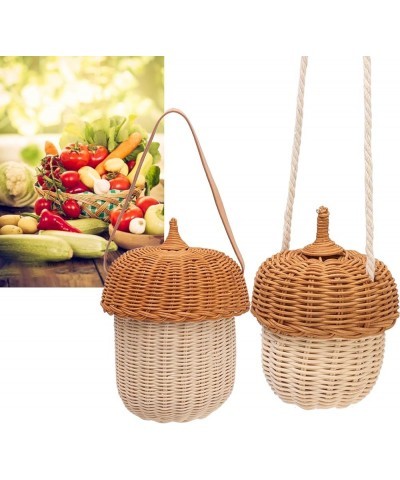 Mushroom Basket, Kids Rattan Storage Basket Hand Woven Decorative Acorn Shaped Basket Bag for Boys Girls Photography Props (S...