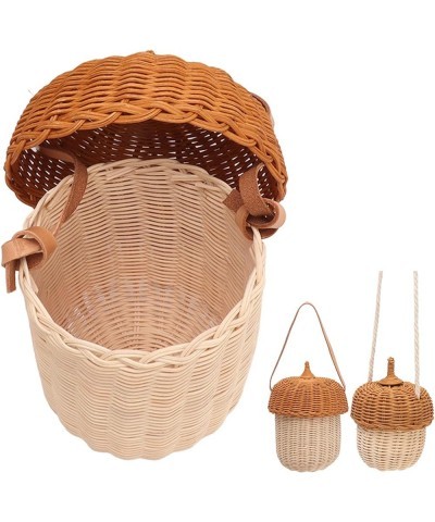 Mushroom Basket, Kids Rattan Storage Basket Hand Woven Decorative Acorn Shaped Basket Bag for Boys Girls Photography Props (S...