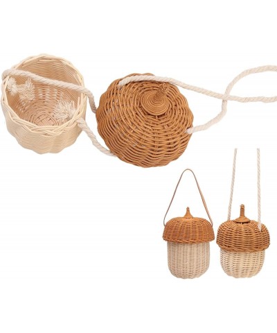 Mushroom Basket, Kids Rattan Storage Basket Hand Woven Decorative Acorn Shaped Basket Bag for Boys Girls Photography Props (S...