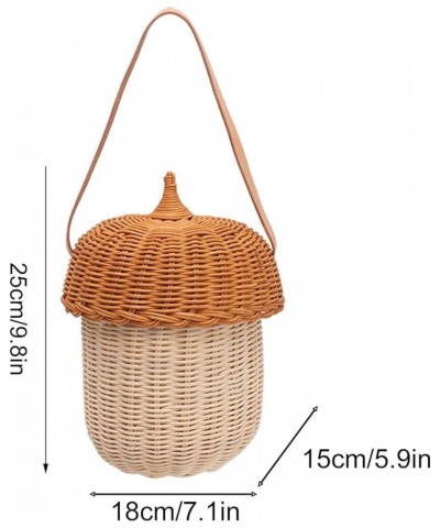 Mushroom Basket, Kids Rattan Storage Basket Hand Woven Decorative Acorn Shaped Basket Bag for Boys Girls Photography Props (S...