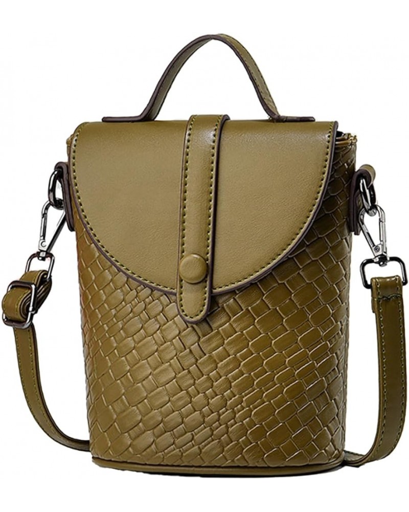 Small Crossbody Wallet Phone Bag Weaving Design Pu Leather Purse Coin Mini Purse Shoulder Handbag Army Green $16.63 Crossbody...