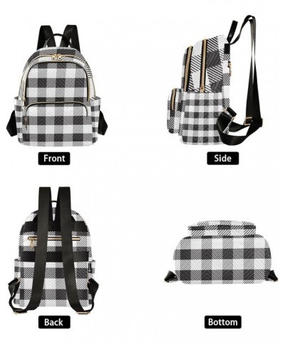 Small Backpack for Women Travel Bag Black White Buffalo Plaid Daypack Purse Fashion Shoulder Bag Rucksack Medium B242 $14.81 ...