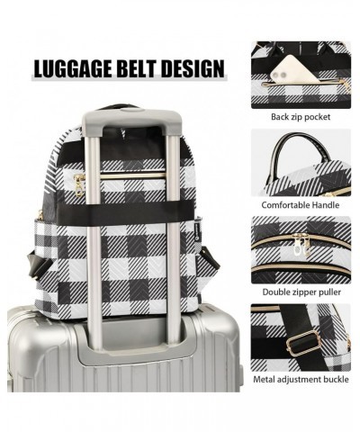 Small Backpack for Women Travel Bag Black White Buffalo Plaid Daypack Purse Fashion Shoulder Bag Rucksack Medium B242 $14.81 ...