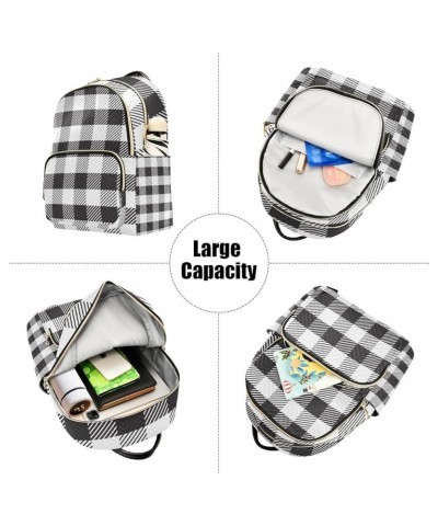 Small Backpack for Women Travel Bag Black White Buffalo Plaid Daypack Purse Fashion Shoulder Bag Rucksack Medium B242 $14.81 ...