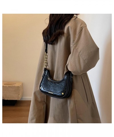 Hobo Bags for Women Vintage Slouchy Shoulder Bag with Gold Chain Purses PU Leather Purse Armpit Tote Black $17.39 Shoulder Bags