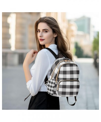 Small Backpack for Women Travel Bag Black White Buffalo Plaid Daypack Purse Fashion Shoulder Bag Rucksack Medium B242 $14.81 ...