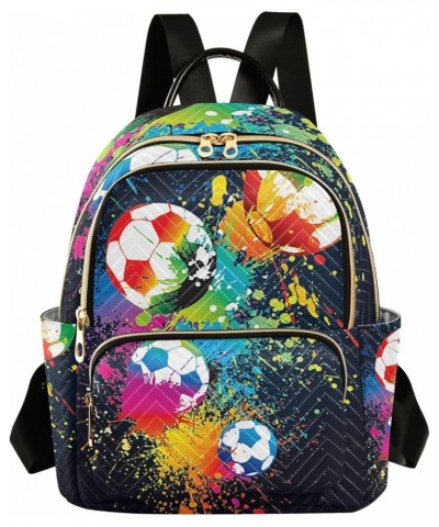 Small Backpack for Women Travel Bag Colorful Footballs Soccer Daypack Purse Fashion Shoulder Bag Rucksack Small B795 $11.96 B...