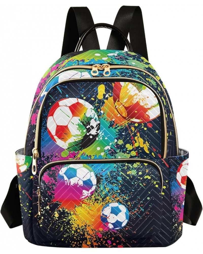 Small Backpack for Women Travel Bag Colorful Footballs Soccer Daypack Purse Fashion Shoulder Bag Rucksack Small B795 $11.96 B...