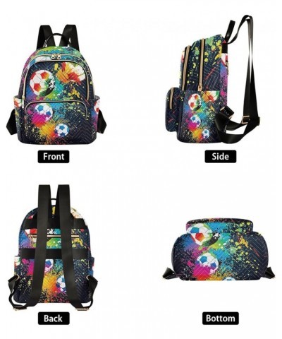 Small Backpack for Women Travel Bag Colorful Footballs Soccer Daypack Purse Fashion Shoulder Bag Rucksack Small B795 $11.96 B...