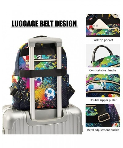 Small Backpack for Women Travel Bag Colorful Footballs Soccer Daypack Purse Fashion Shoulder Bag Rucksack Small B795 $11.96 B...