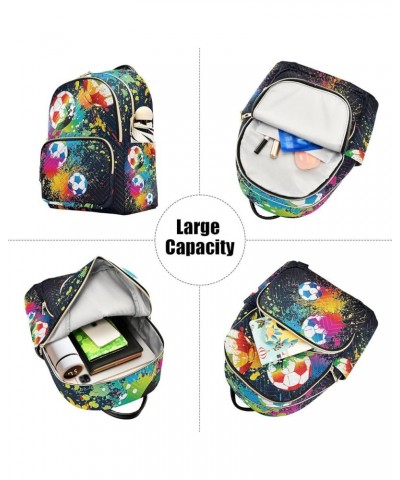 Small Backpack for Women Travel Bag Colorful Footballs Soccer Daypack Purse Fashion Shoulder Bag Rucksack Small B795 $11.96 B...