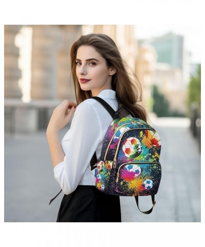 Small Backpack for Women Travel Bag Colorful Footballs Soccer Daypack Purse Fashion Shoulder Bag Rucksack Small B795 $11.96 B...