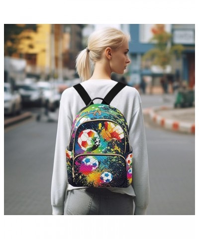 Small Backpack for Women Travel Bag Colorful Footballs Soccer Daypack Purse Fashion Shoulder Bag Rucksack Small B795 $11.96 B...