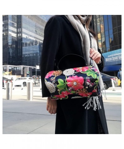 FLORAL FAUX PATENT LEATHER SATCHEL Balck $24.91 Crossbody Bags