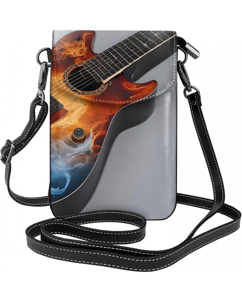 women Small Cell Phone Purse Ice and Fire Guitar pattern Soft, durable and waterproof PU leather Convenient for daily use and...