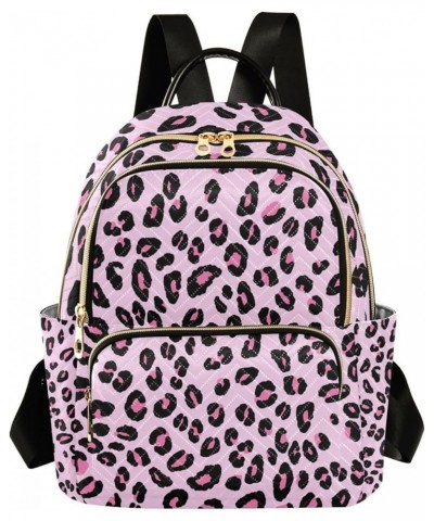 Women Backpack Pink Leopard Spot Sweet Anti-Theft Travel Backpack with Luggage Belt Durable Lightweight Handbag Lady Purse Ro...