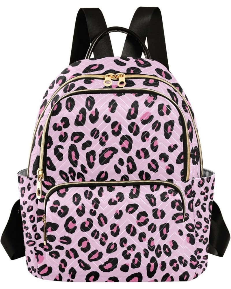 Women Backpack Pink Leopard Spot Sweet Anti-Theft Travel Backpack with Luggage Belt Durable Lightweight Handbag Lady Purse Ro...