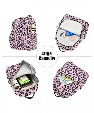 Women Backpack Pink Leopard Spot Sweet Anti-Theft Travel Backpack with Luggage Belt Durable Lightweight Handbag Lady Purse Ro...