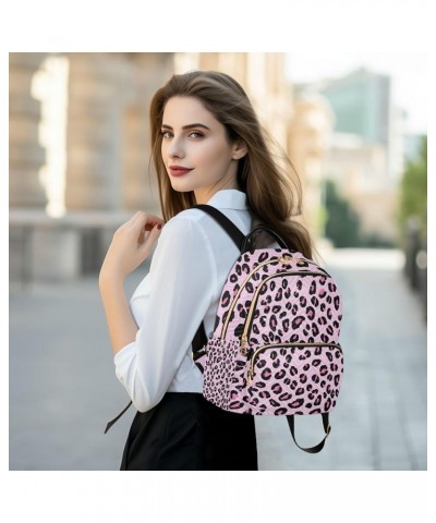 Women Backpack Pink Leopard Spot Sweet Anti-Theft Travel Backpack with Luggage Belt Durable Lightweight Handbag Lady Purse Ro...