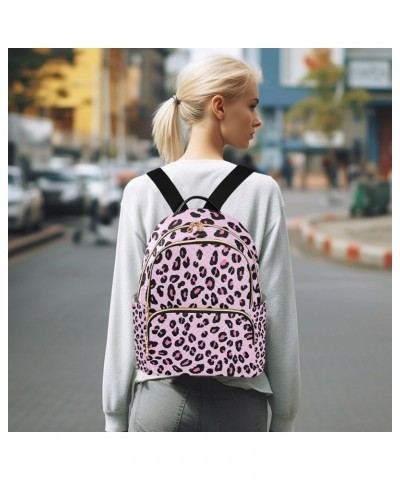 Women Backpack Pink Leopard Spot Sweet Anti-Theft Travel Backpack with Luggage Belt Durable Lightweight Handbag Lady Purse Ro...