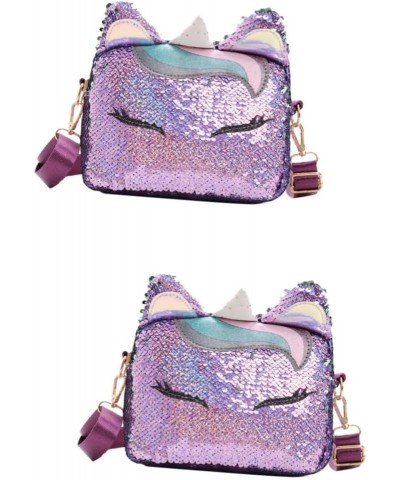 2 Pcs Glitter Shoulder Bag Girls Hand Bag for Womens Cute Purse for Unicorn Ear Shaped Bags Rainbow As Shownx2pcs $16.22 Wallets