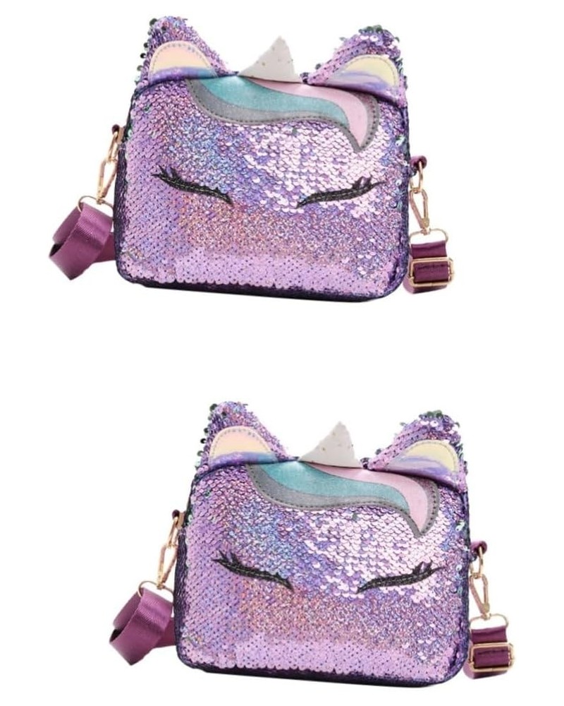 2 Pcs Glitter Shoulder Bag Girls Hand Bag for Womens Cute Purse for Unicorn Ear Shaped Bags Rainbow As Shownx2pcs $16.22 Wallets