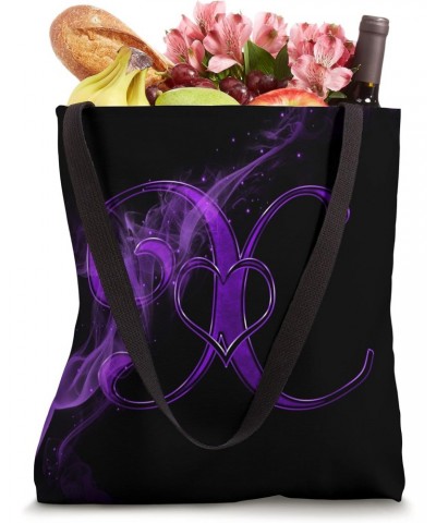 Smoke Heart Letter X Purple Fire Steam Fog Whirl Love Name Tote Bag $10.49 Totes