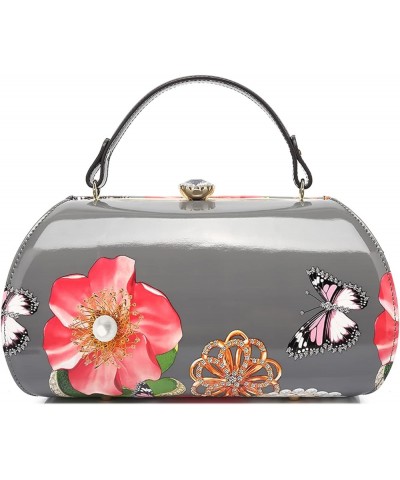 FLORAL FAUX PATENT LEATHER SATCHEL Balck $24.91 Crossbody Bags