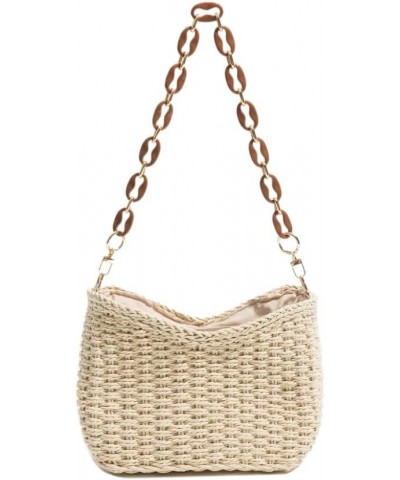 Women Small Straw Bag Mini Woven Underarm Bag Summer Beach Bag Square Bag Shoulder Bag Handbag Beige $11.07 Shoulder Bags