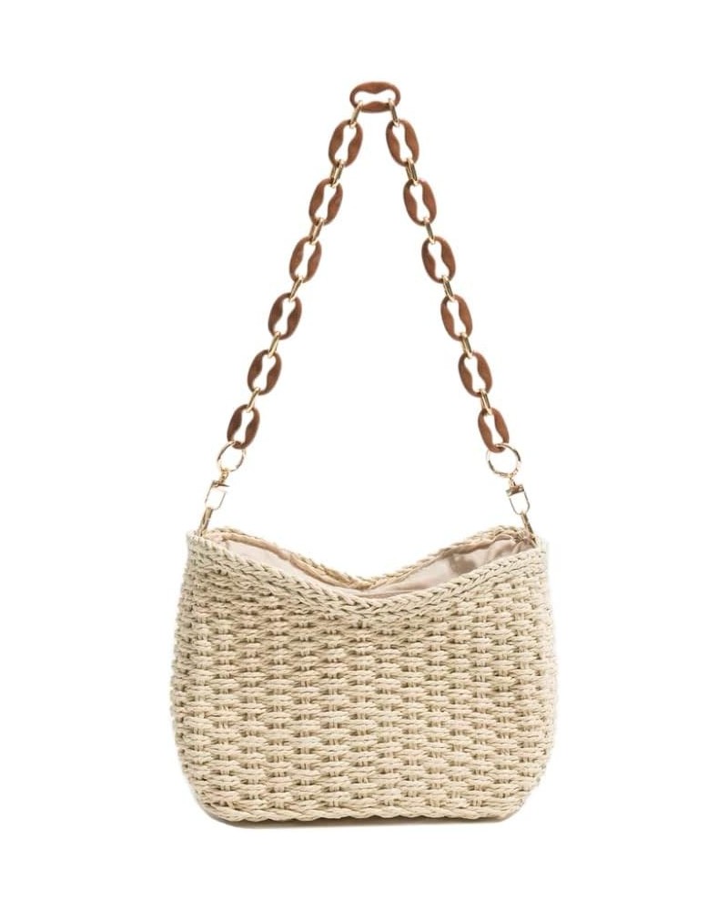 Women Small Straw Bag Mini Woven Underarm Bag Summer Beach Bag Square Bag Shoulder Bag Handbag Beige $11.07 Shoulder Bags