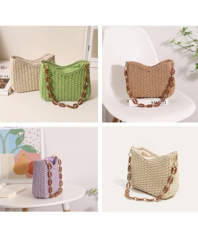 Women Small Straw Bag Mini Woven Underarm Bag Summer Beach Bag Square Bag Shoulder Bag Handbag Beige $11.07 Shoulder Bags