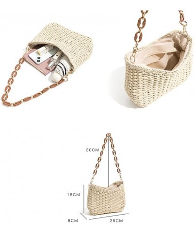 Women Small Straw Bag Mini Woven Underarm Bag Summer Beach Bag Square Bag Shoulder Bag Handbag Beige $11.07 Shoulder Bags