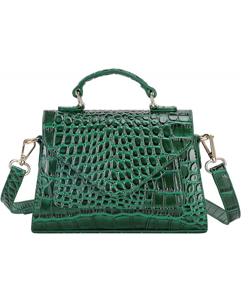 Crocodile Crossbody Shoulder Bags for Women, Small Trendy Purse for Phone, Womens Top Handle Clutches Handbags Green $19.43 T...