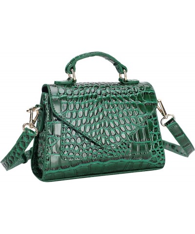 Crocodile Crossbody Shoulder Bags for Women, Small Trendy Purse for Phone, Womens Top Handle Clutches Handbags Green $19.43 T...